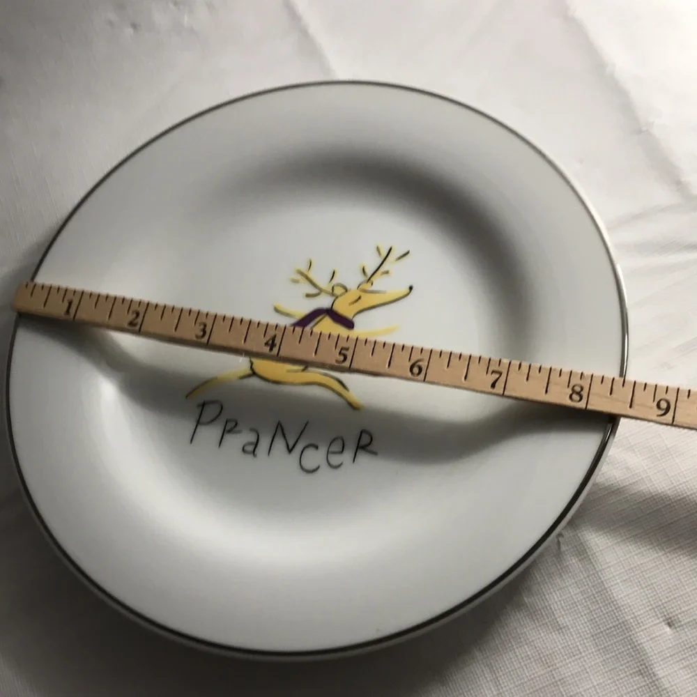 Pottery Barn Retired Reindeer Prancer Luncheon Salad Dessert Plate 8 1/2”